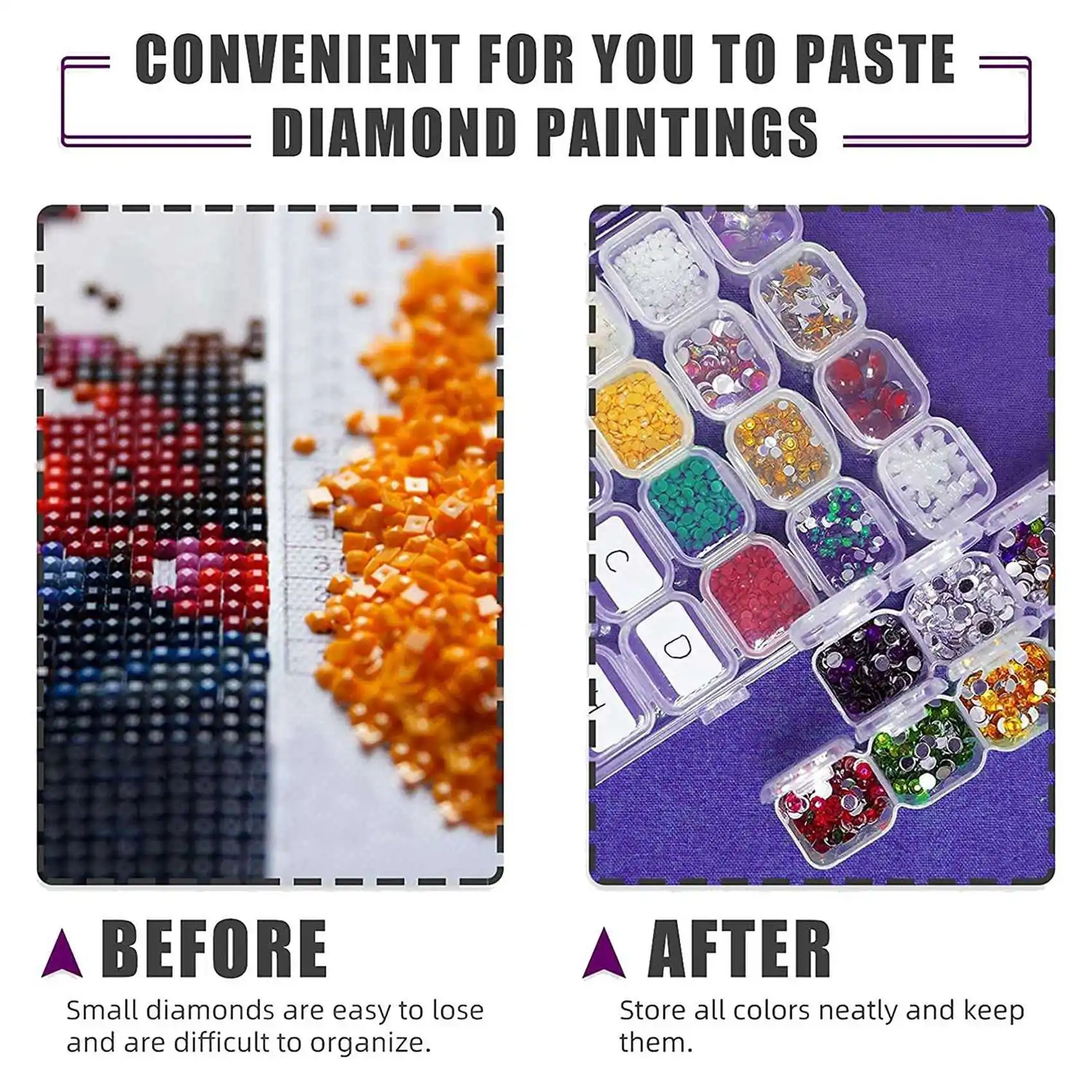 AA19 2 مجموعة DIY أدوات الطلاء الماس الماس النقاط اكسسوارات كيت ، صندوق التطريز الماس مع 56 فتحات للرسم الماس #5