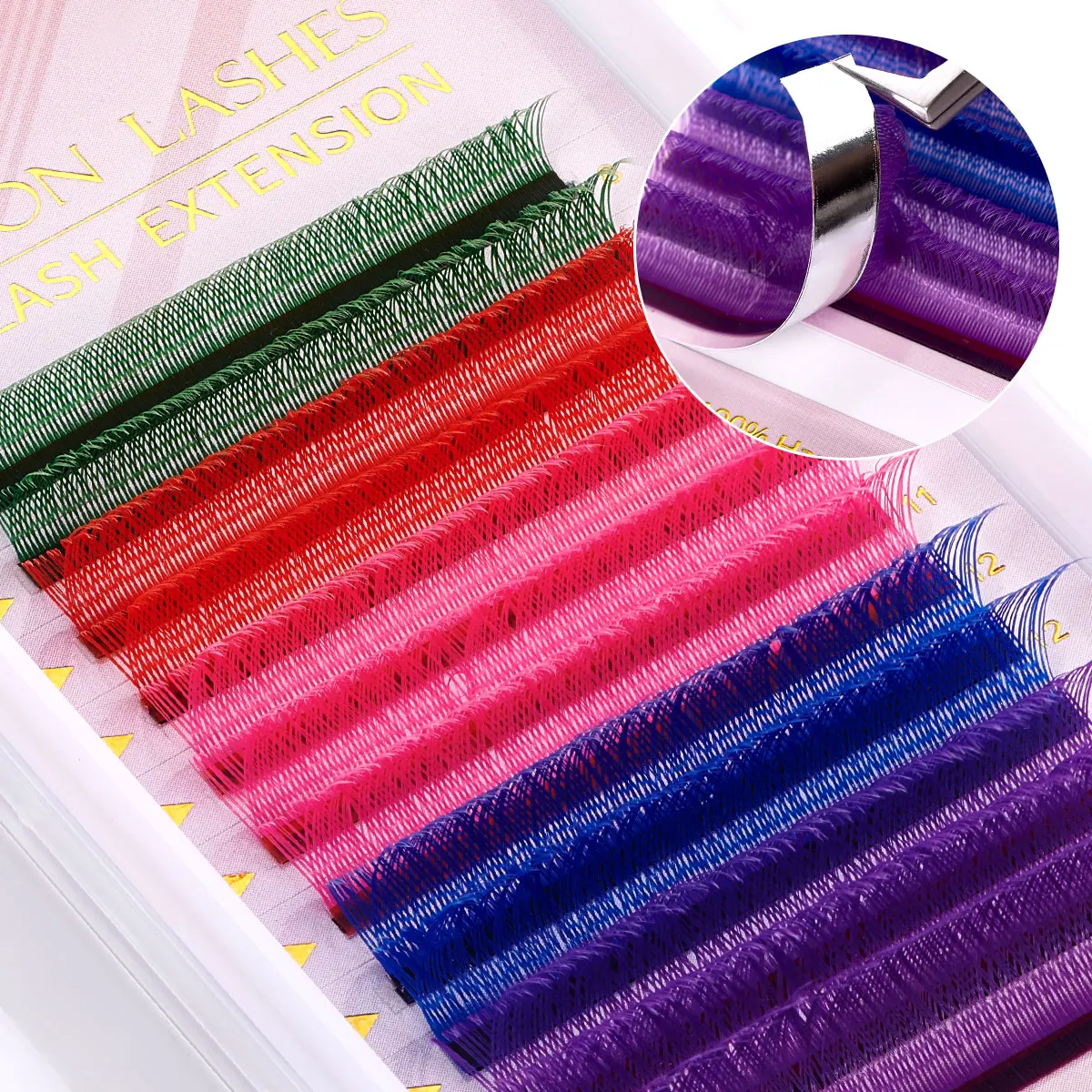 ARISON Mixed Color YY Lashes Premade Volume Fans Eyelashes Extension Colorful Soft Lash Extension Double Tips Y-shape Lashes