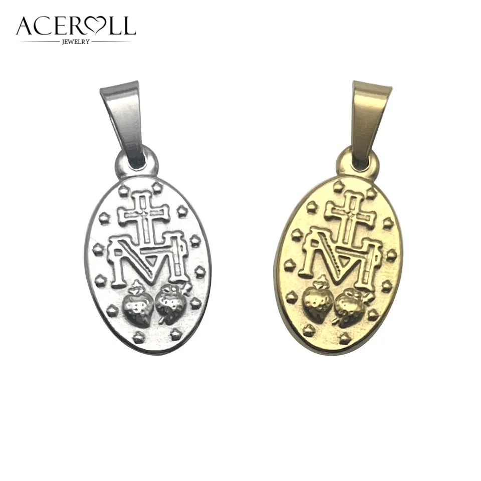 ACEROLL Stainless Steel Catholic Pendant of Miraculous Medal For Christian Virgin Mary