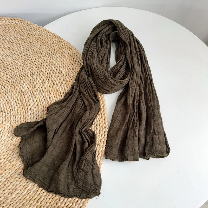 وشاح نسائي من القطن والكتان برقبة قابل للتنفس للحماية من الشمس إكسسوار دافئ لعطلة الصيف والخريف الفاخرة #6