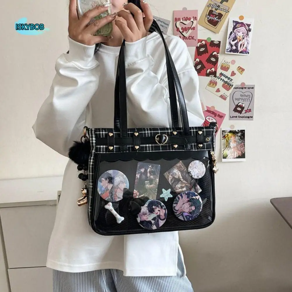 

Y2K Cartoon Anime Itabag Large Capacity Doll Badge Display JK Crossbody Bag Japanese Backpacks Transparent Shoulder Bag Outdoor