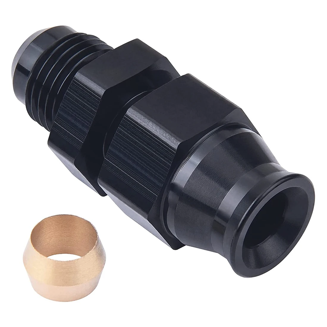 6AN Male Flare to 5/16inch Fuel Hardline Tube Fitting Adapter Connector Aluminum Alloy Black Anodized Straight (5/16)