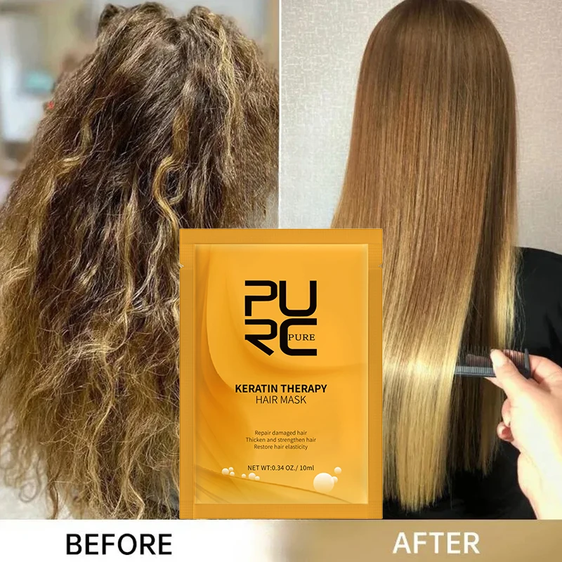 PURC-mascarilla de queratina para el cabello, Alisador, reparación suave, secado, Frizz dañado, producto profesional para el cuidado del cabello