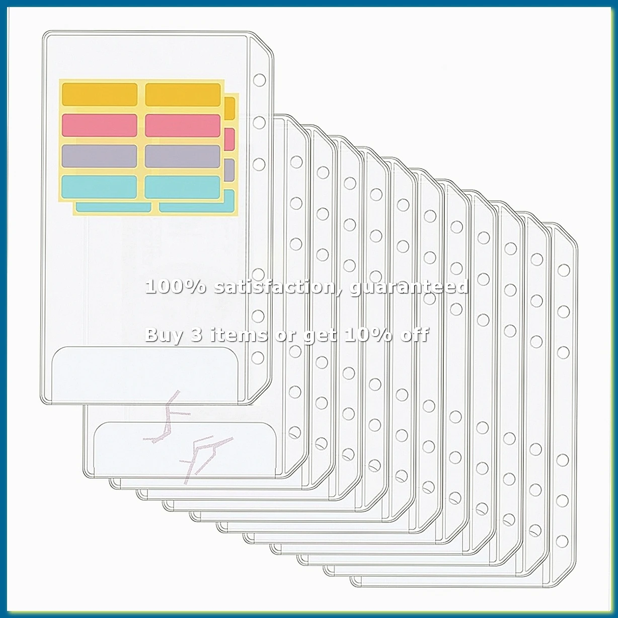 A6 Binder Pockets 12PCS No Zipper Envelopes for Budgeting,6-Hole Zipperless Binder Pouches Envelope for A6 6-Ring Binder-DTB3