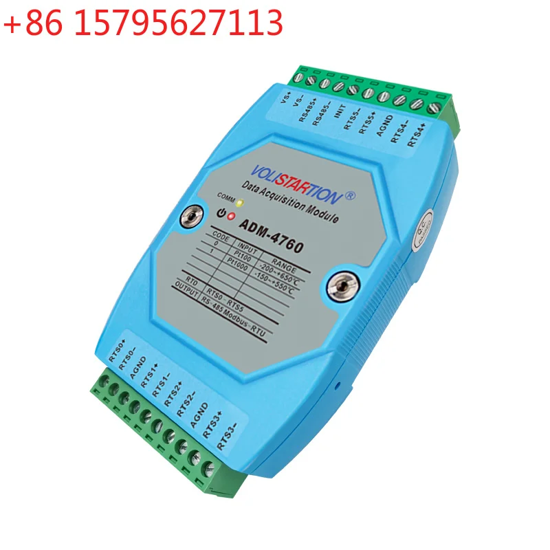 Módulo de Adquisición de Temperatura de 6 Canales, Pt1000 a RS485, Protocolo MODBUS RTU, ADM-4760