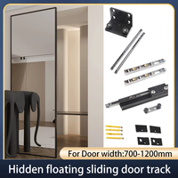 Hidden Ghost Door Track Hardware Sliding Door Slide Rail Kit 80kg Load Bearing Aluminum Alloy Track for Door Widths 700mm-1200mm