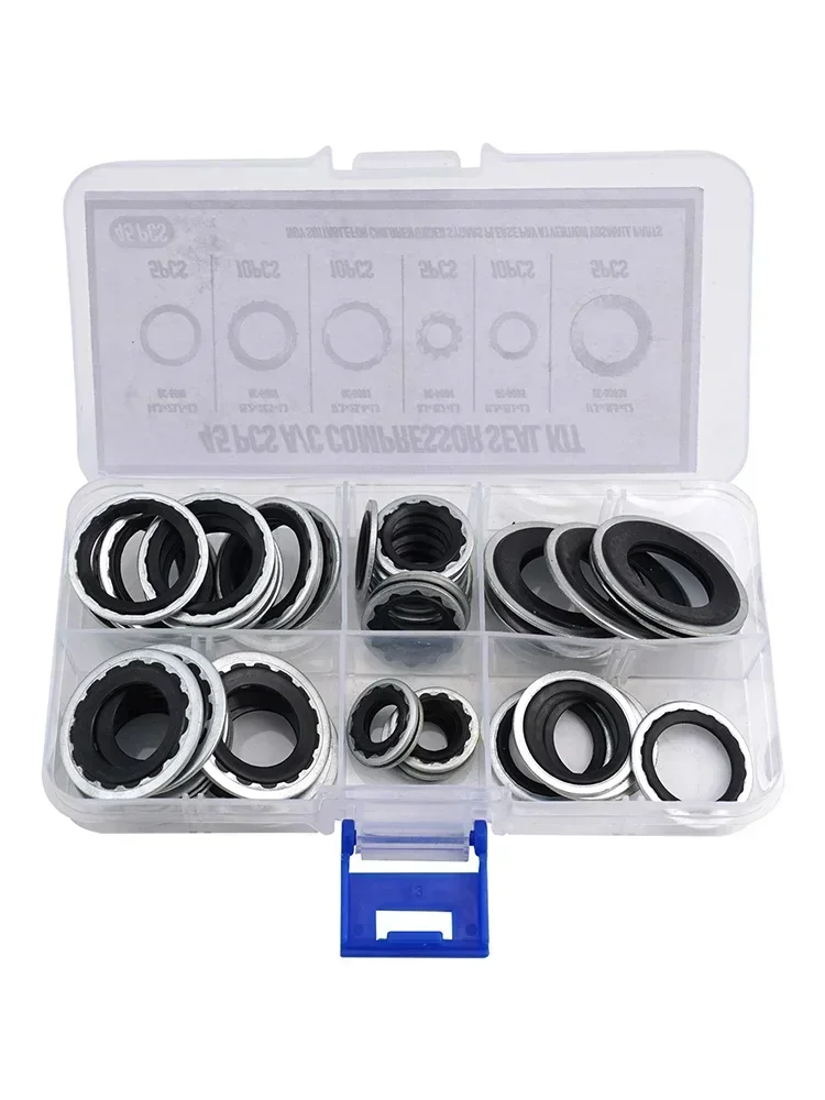 45Pcs Car A/C Compressor Gasket Seal Repair Kit NBR Air Conditioning Sealing Gasket Set With Storage Case 6 Different Size