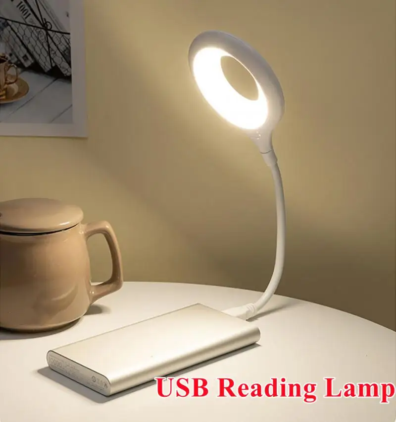 USB Direct Plug Portable Lamp Dormitory Bedside Desk Lamp LED Eye Protection Student Study Reading Table Lamp Night Light