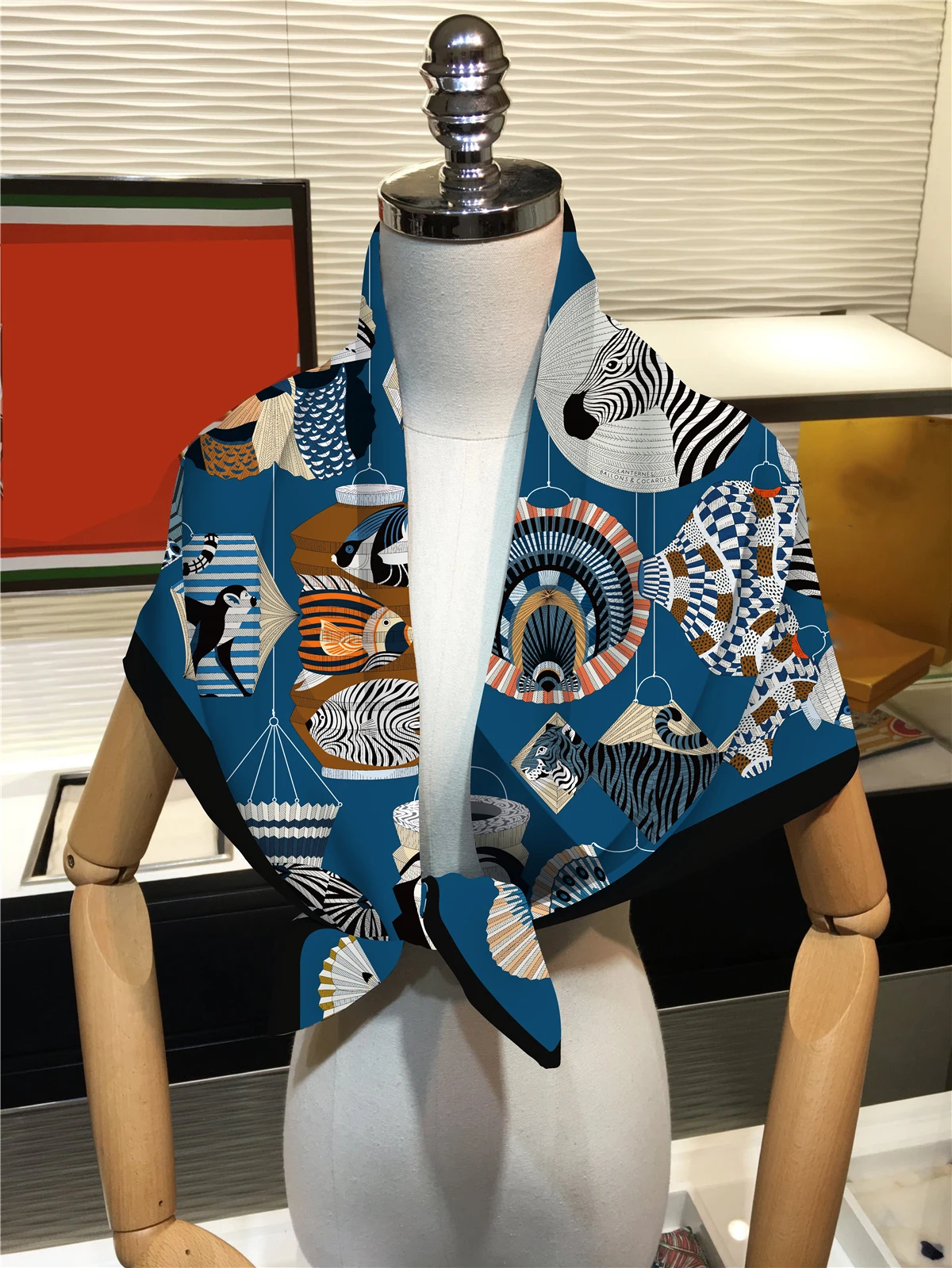 Fashion 90cm Bohemian Style Twill Silk Shawl Square Scarf Women Hijab Luxury Bandana Neckerchief Head Scarves Flower Headband