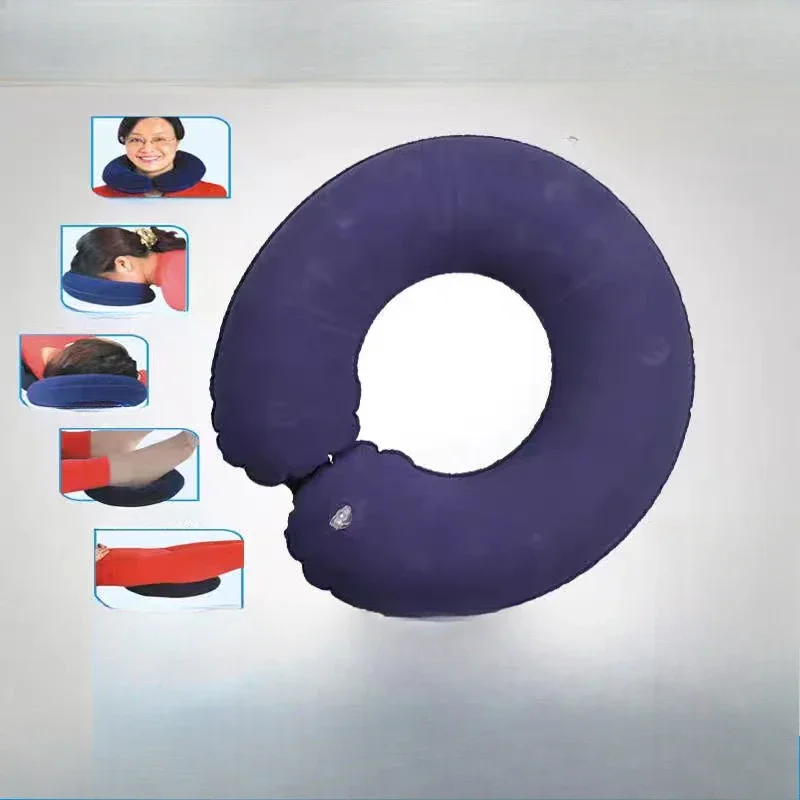 Travel Inflatable C-shaped Pillow for Car Airplane, Portable U-shaped PVC Plush Neck Pillow gallery 2
