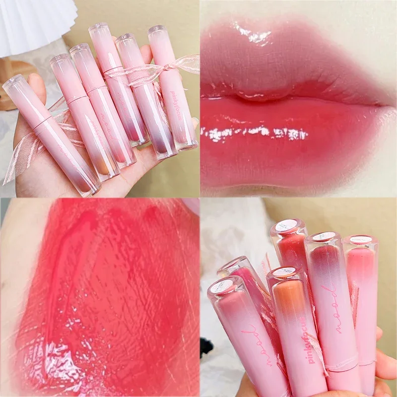 Tubos de brillo de labios de agua de espejo, lápiz labial líquido hidratante de larga duración, taza antiadherente impermeable, tinte de labios, maquillaje de belleza cosmético de Corea