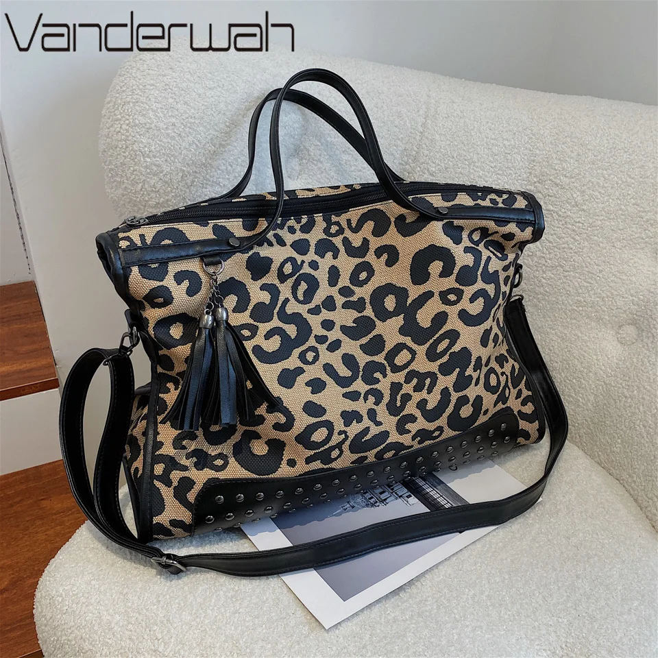 Fashion Leopard Print Handbags Large Capacity Pu Leather Shoulder Bags for Women Totes Casual Big Bag Female Crossbody Bags Sac
