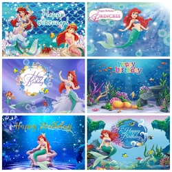 Disney Ariel Little Mermaid Princess Backdrop Under The Sea Mermaid Background Photography Girls Birthday Party Decoration