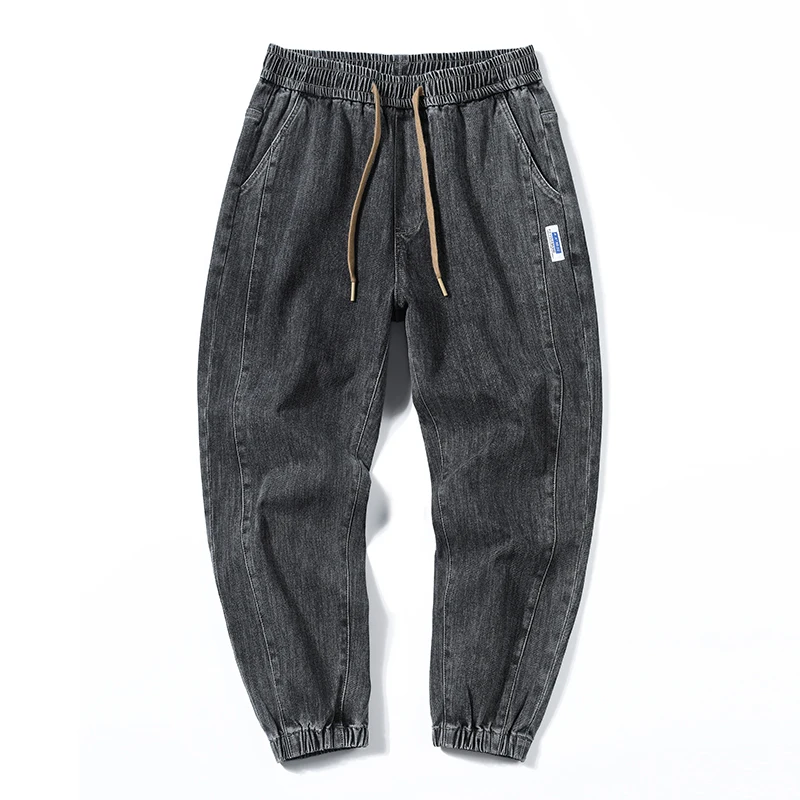 Jeans für Männer Loose Fit Jogger Hosen Overs ize Baggy Pants Harem weites Bein elastische Taille Kordel zug männliche Jeans hose verjüngt