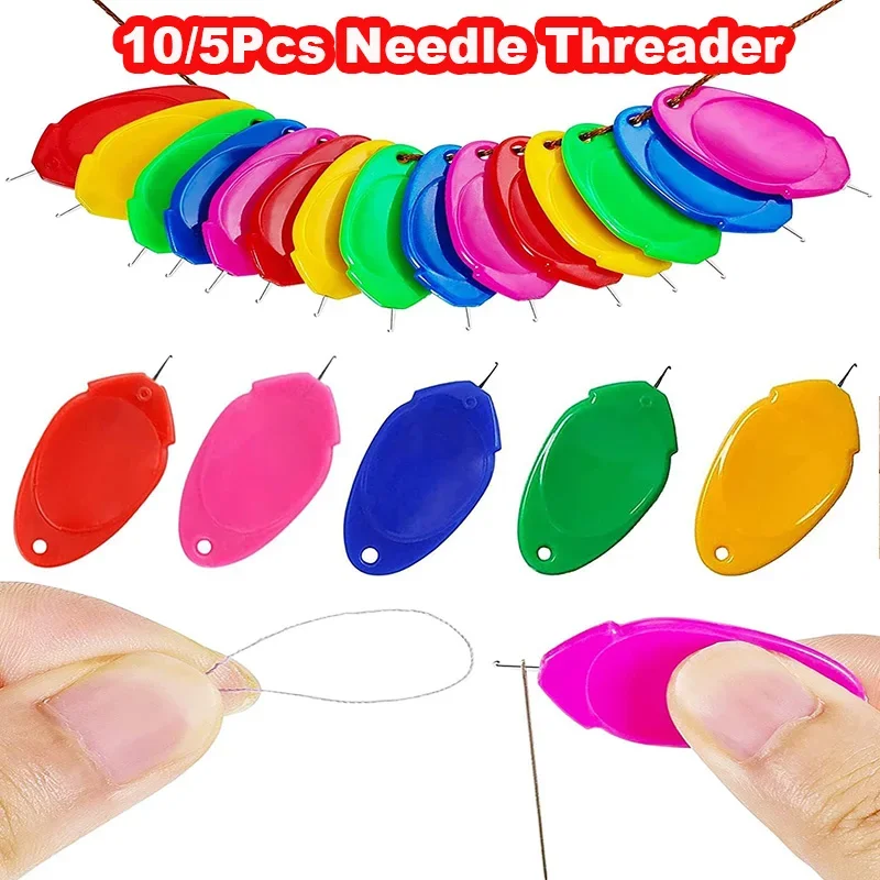 10/5Pcs Needle Threader For Sewing Plastic Wire Loop DIY Simple Needle Threader Hand Tool for Sewing Machine Sewing Crafting