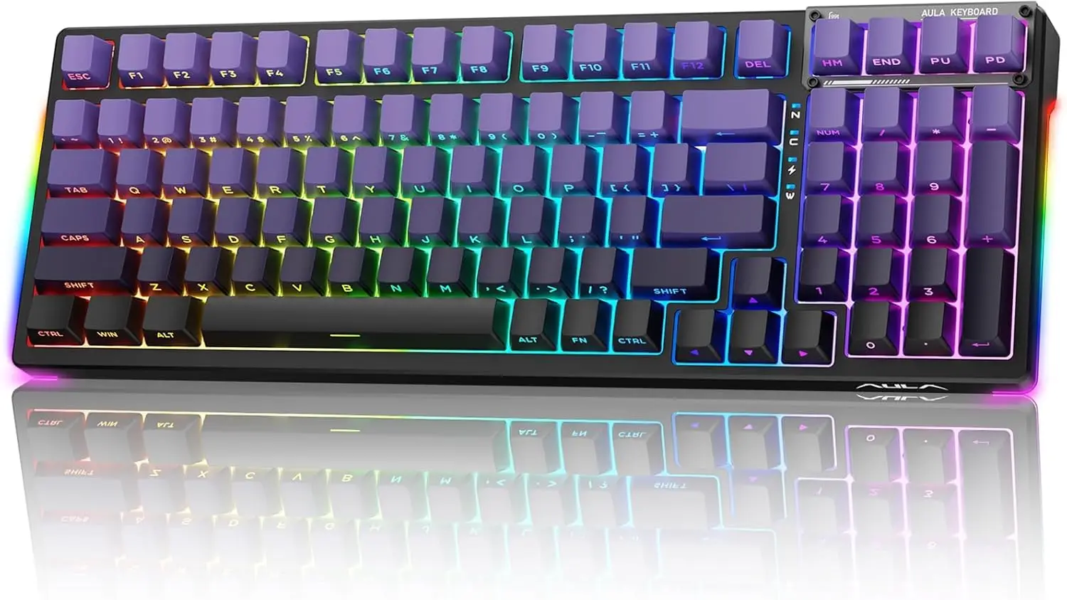 

Tri-Mode Wireless Gaming Keyboard, 99 Keys Hot Swappable, Full Size for PC Xbox PS5 (Purple Gradient)