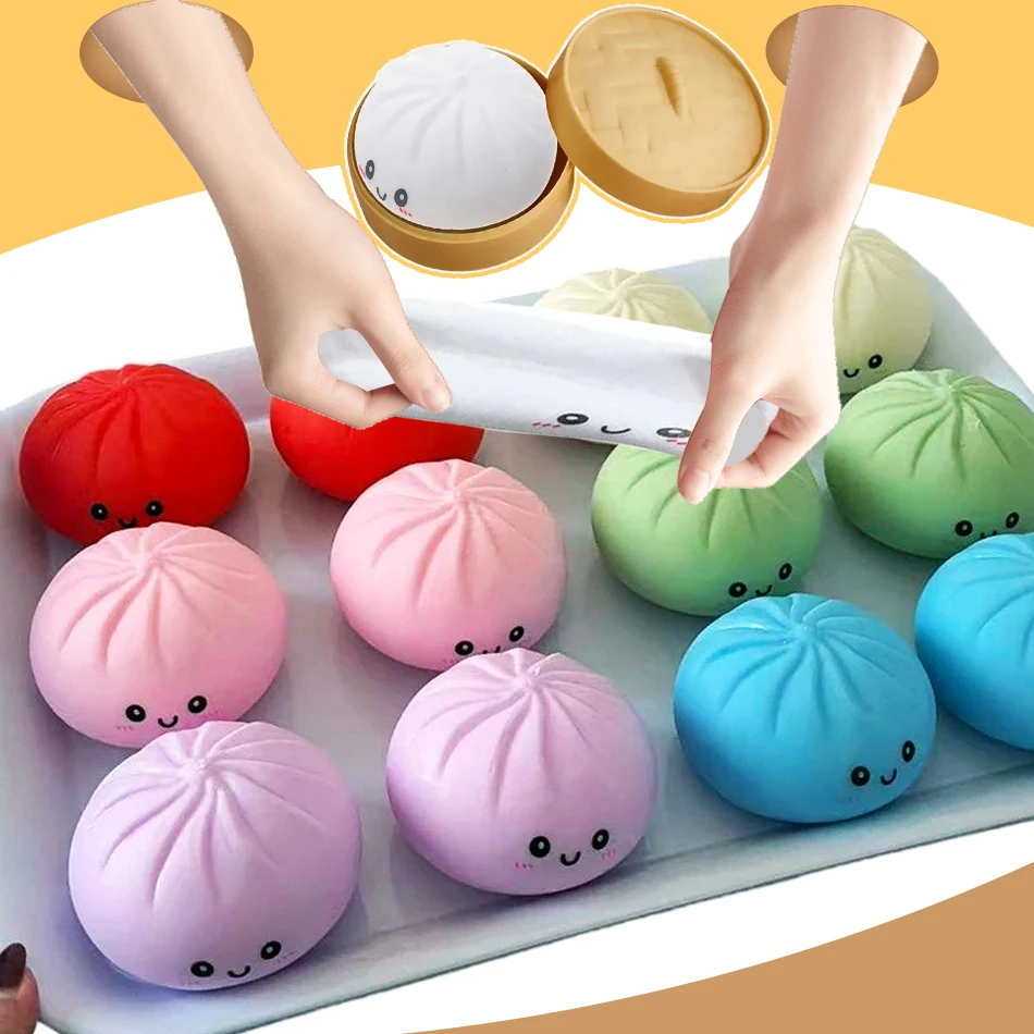 Colorful Simulated Dumpling Squishy Blind Box 6 Colors Random Stress Balls, Desktop Sensory Toy, Creative Office Fidget Gifts