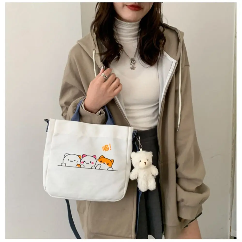 Korean Students Canvas Bag Female Shoulder Diagonal Package Bear Cute Handbag