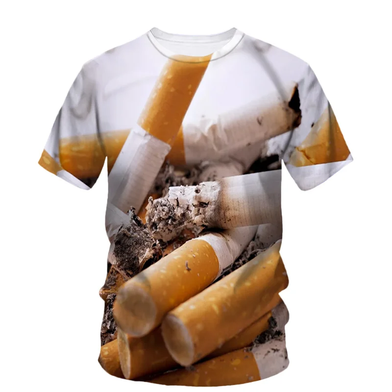 Tobacco 3d Print T Shirt Men Summer Short Sleeve Personality T-Shirt O Collar Oversized Loose Tops Male Tee Shirt Clothing