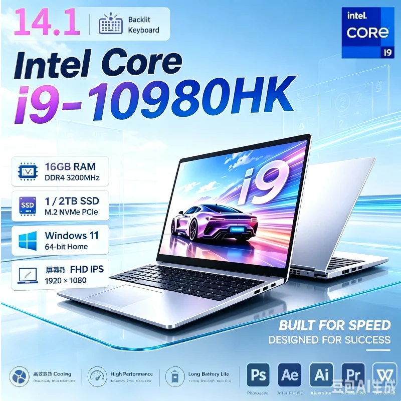 14.1" IPS 1920*1080 Notebook PC Intel Core i9‑10980HK 2026 Portable Gaming Laptop 16GB RAM 1TB SSD High Performance Computer