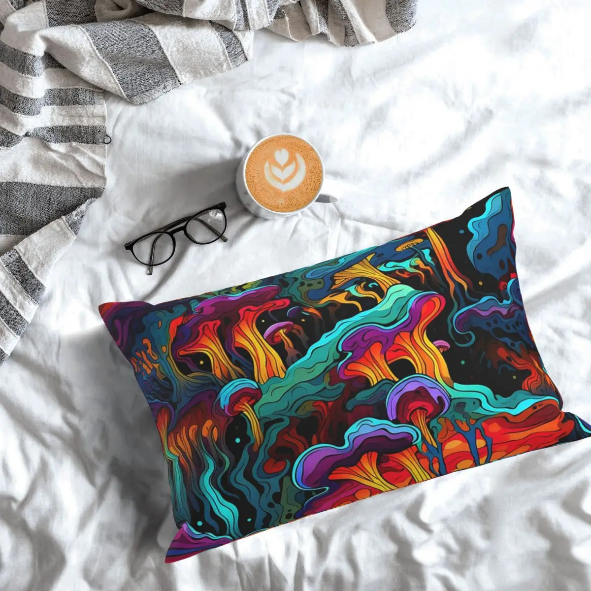 Acid Trippy Weird Psychedelic Wavy Mushroom Rectangle Pillowcase Cushion Cover Decorative Bedroom Bed Home Comfort Throw Pillow