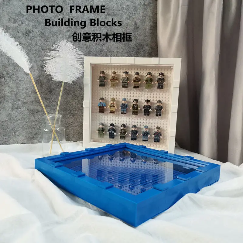 Compatible with figures small particle building block photo frame extra large assembled building block toy storage display box