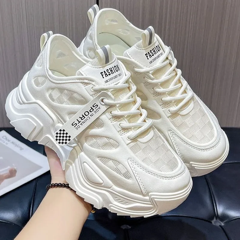 White Mesh Breathable Women Platform Sneakers Casual Spring Summer Tennis Shoes Chunky Sneakers Female Non Slip Zapatillas Mujer