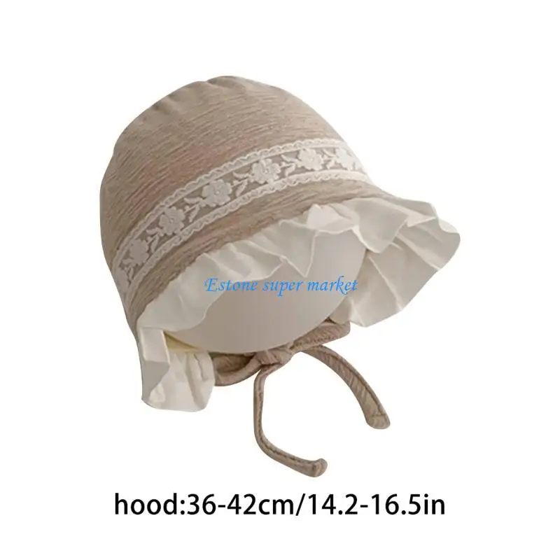 090B Kanten hoed Prinses meisje Katoenen motorkap Cap Zonbeschermingshoed voor baby 0-1