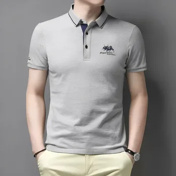Customizable Men's Embroidered Casual Fashion Short Sleeved POLO Shirt Summer Comfortable Top 3
