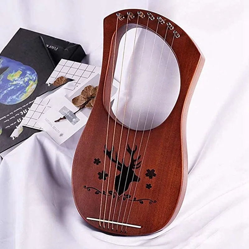 Professional Lira Lyre Harp 7 Strings Mini Fingerstyle Harp With Accessories Easy Learning Musical Instrument For Beginner Teens