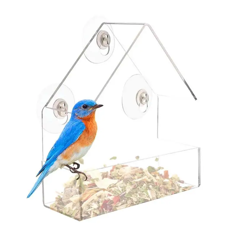 Window Mounted Bird Feeders Clear Acrylic Bird Feeders Outside Bird Feeder House Transparent Windowsill Birdfeeders Window Bird