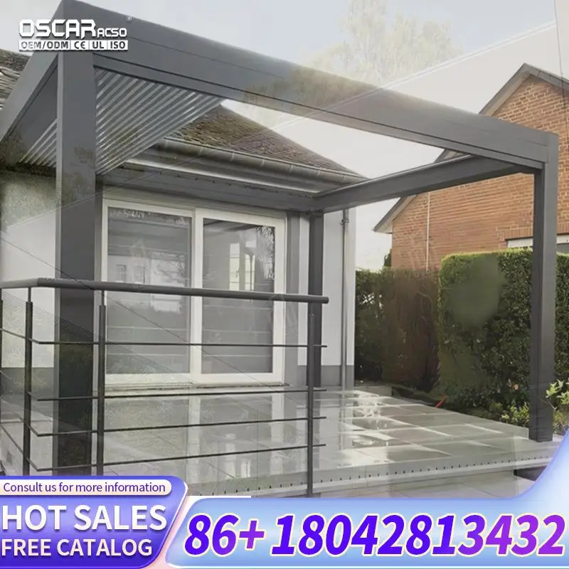 

Motorized Aluminum Louvre Roof Bioclimatic Outdoor Garden Solution pergola