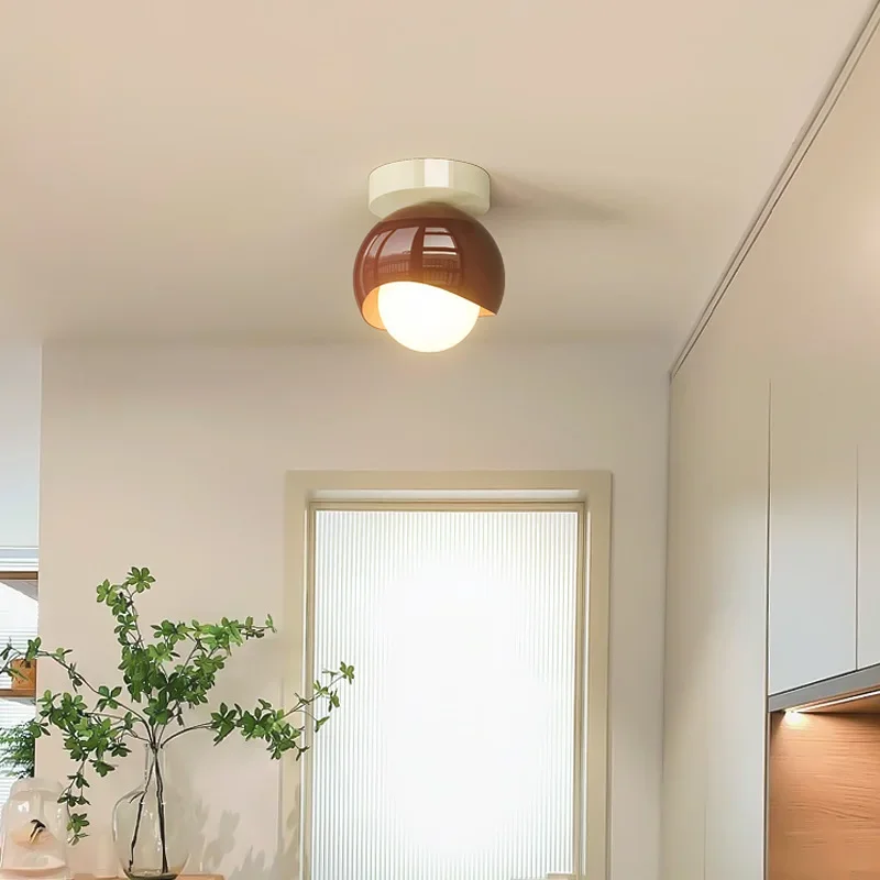 

Cream Style Round Flower Bud Lamp French Corridor Aisle Ceiling LampsBedroom Living Room Cloakroom Balcony Small Ceiling Lights