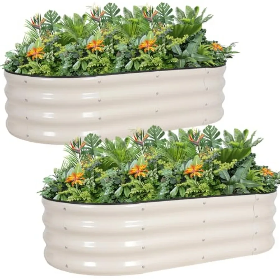 

Оцинкованный металлический комплект для приподнятой грядки - уличный ящик-клумба 4x2x1 фут с защитным бортиком и перчатками для овощей, фруктов, цветов