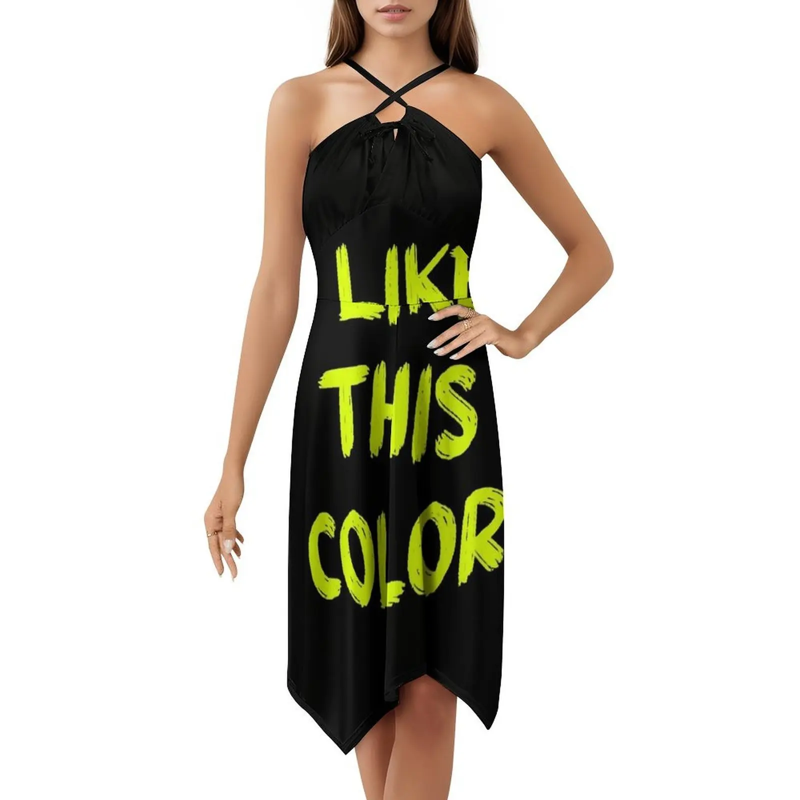 この色が好きです - シャルトルーズ色の女性用エレガントなパーティードレス、Aラインドレス、ショート/ロング/ノースリーブオプション、様々な色があります