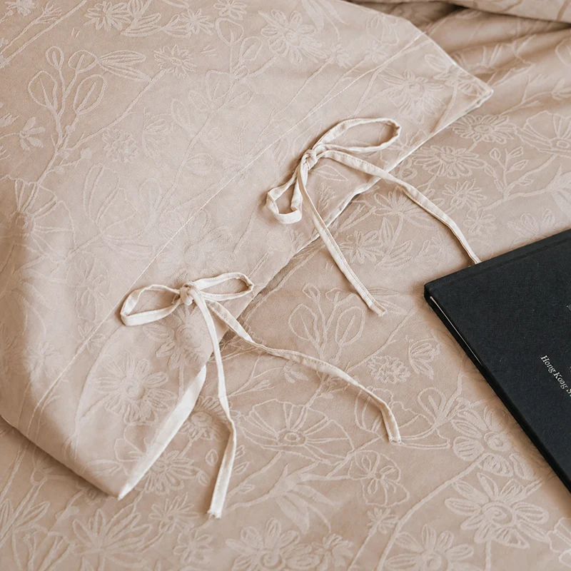 Bow Tie Rope Design Bedding Set, High-quality 100% Cotton Combed, Jacquard Cover Set, King Queen Size for Home Bedroom Decor