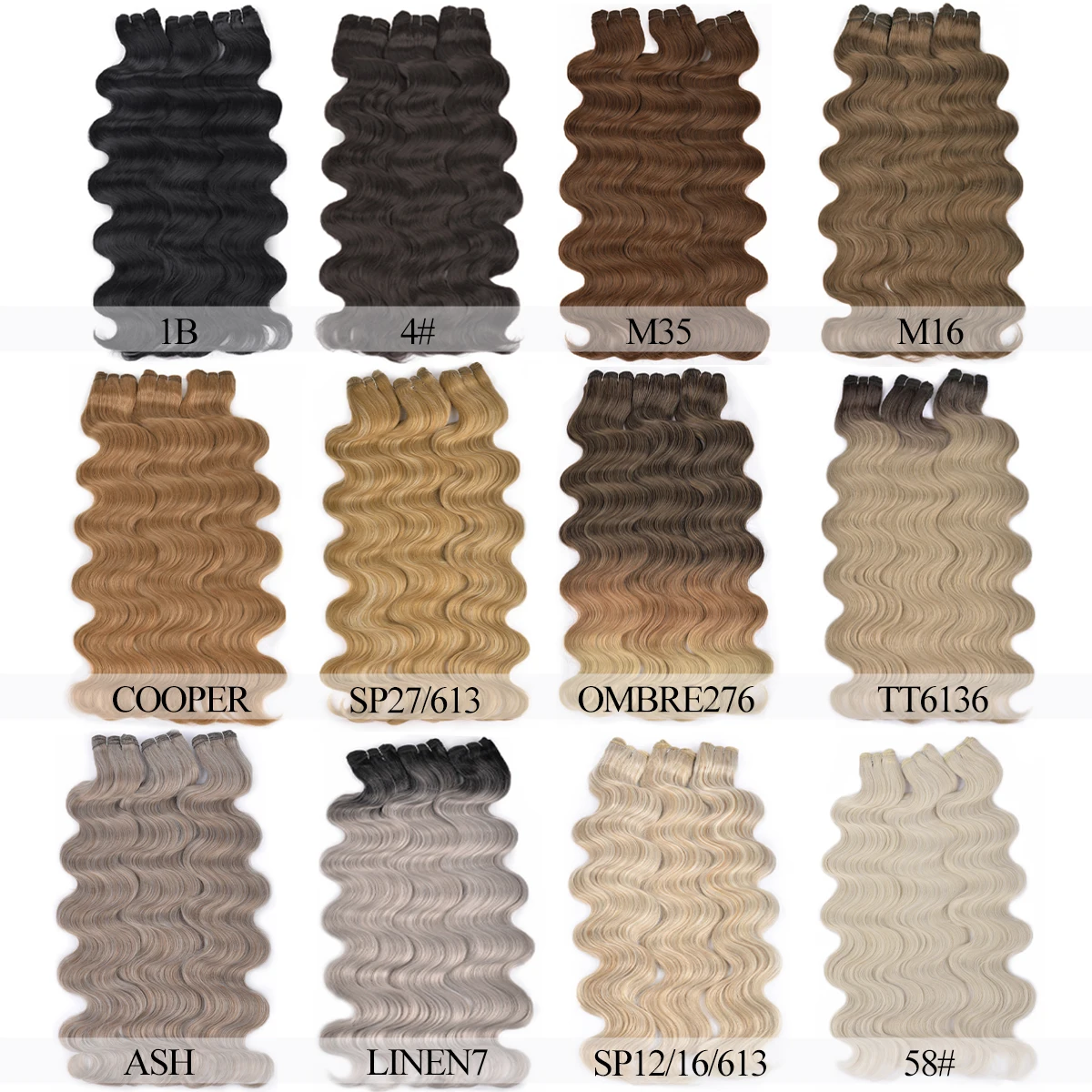 22Inches  Body Wave Bulk 150g Synthetic Hair Weave Bundles Soft Human-Like Extension For Women High Temperature Wire