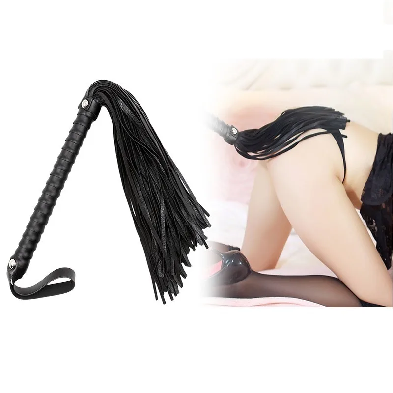 SM Leather Short Nail Black Belted Sexy Fun Whip Flirting Fantasy Sex Toys Fetish Hand Paddle Kinky Restraint Bondage