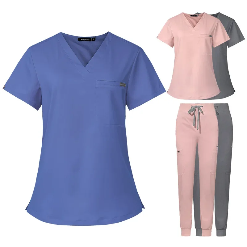 Nurse Uniform Scrubs Blouse Trousers Fashion Mens Scrub Suits Short Sleeve T-shirt Jogger Pants Doctor Dentist Overalls Medical