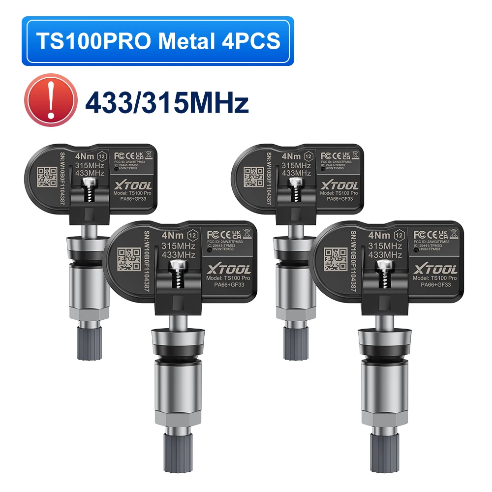 XTOOL TS100Pro Top TPMS-Sensor 2 in 1 315/433MHz Reifendrucküberwachungssystem-Sensor TS100 PRO TPMS-Diagnose, Neulernen, Aktivierung, TPMS-Service, kompatibel mit XTOOL TP150 IP819TP
