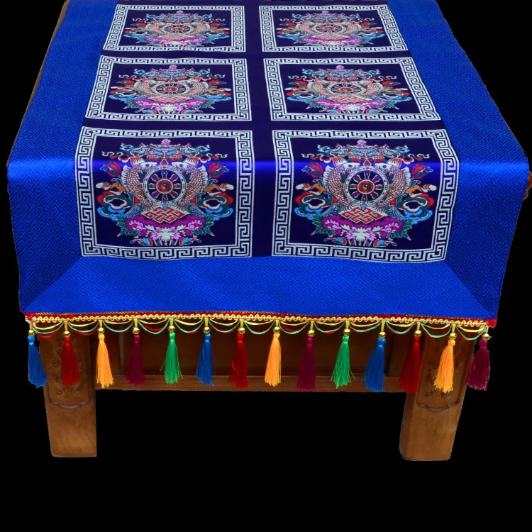 

Wholesale Buddhist supplie Tibet family home Buddhism Temple Kalachakra Eight Auspicious Embroidery Altar Table cloth Art Deco