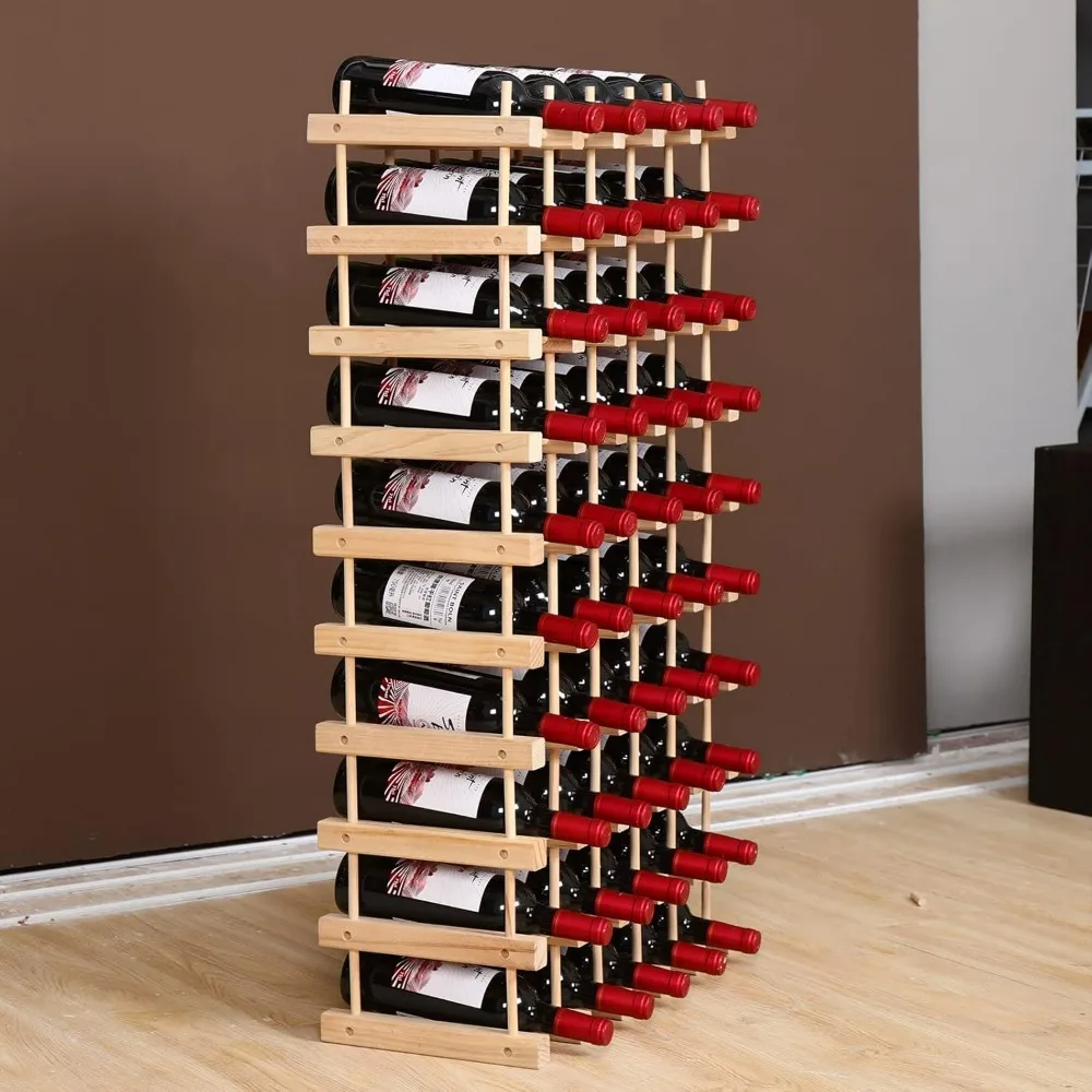 Wine Rack Small countertop Cabinet Stackable Storage Wooden freestanding Floor Wine Holder (50 Bottles)