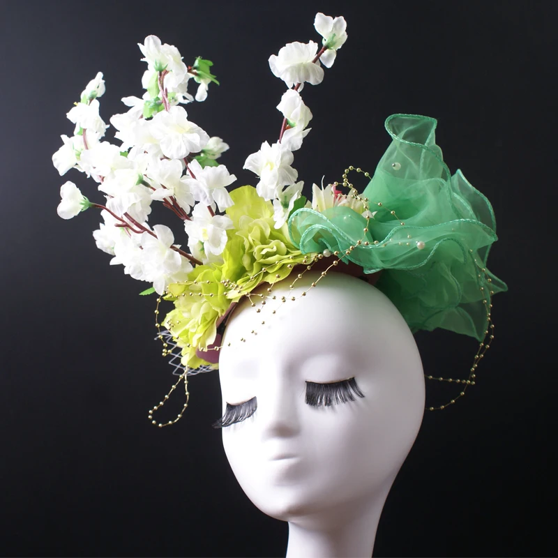 

Stage exaggerated model catwalk makeup photography accessories color matching hair accessories adult performance headgear
