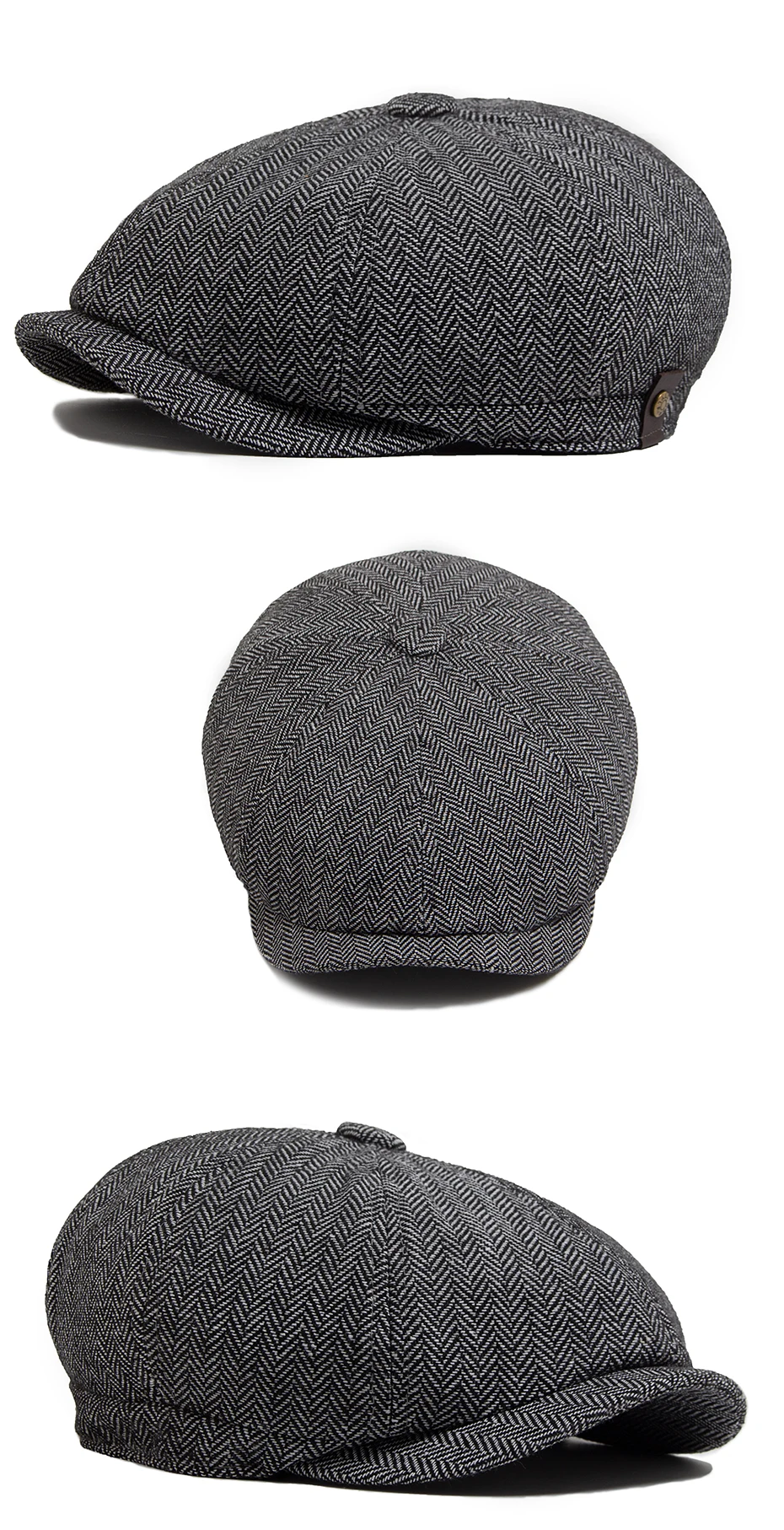 Herringbone Newsboy Caps Männer Herbst Winter Vintage Berets Casual Flache Hüte Mode Retro Mann Kappe Für 55-59 cm kopfum Ference – Detail 5