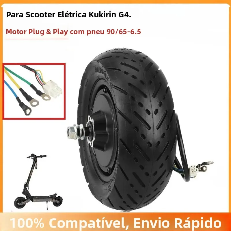 Conjunto Completo de Roda Plug & Play para Kukirin G4, Pneu Tubeless 90/65-6.5 Pré-Instalado no Motor, Pronto para Instalar
