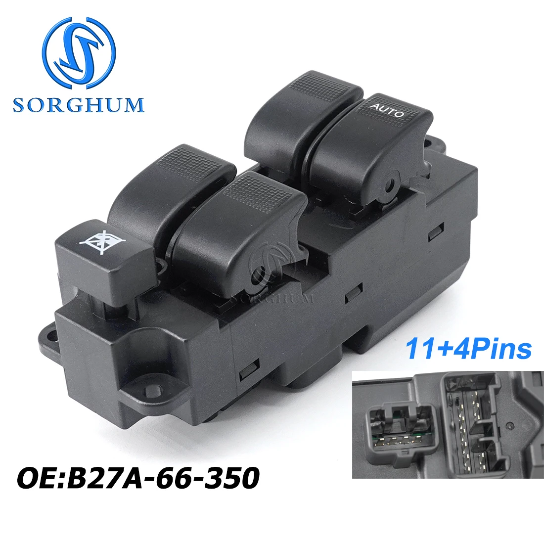 SORGHUM Power Window Switch B27A-66-350 B27A66350 RHD 15Pin For MAZDA FAMILIA BJ 1998 1999 2000 2001 2002 2003 FST-MA-1055B