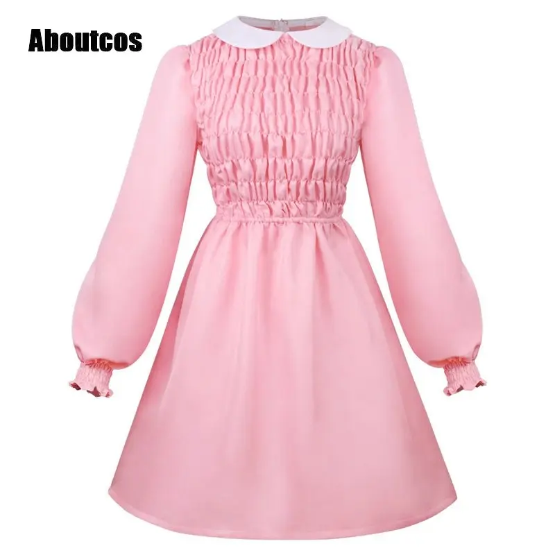 Aboutcos Stranger Cos Things 11 Cosplay Anime Costume For Women Pink Dress Outfits Fantasia Halloween Carnival Party Suit