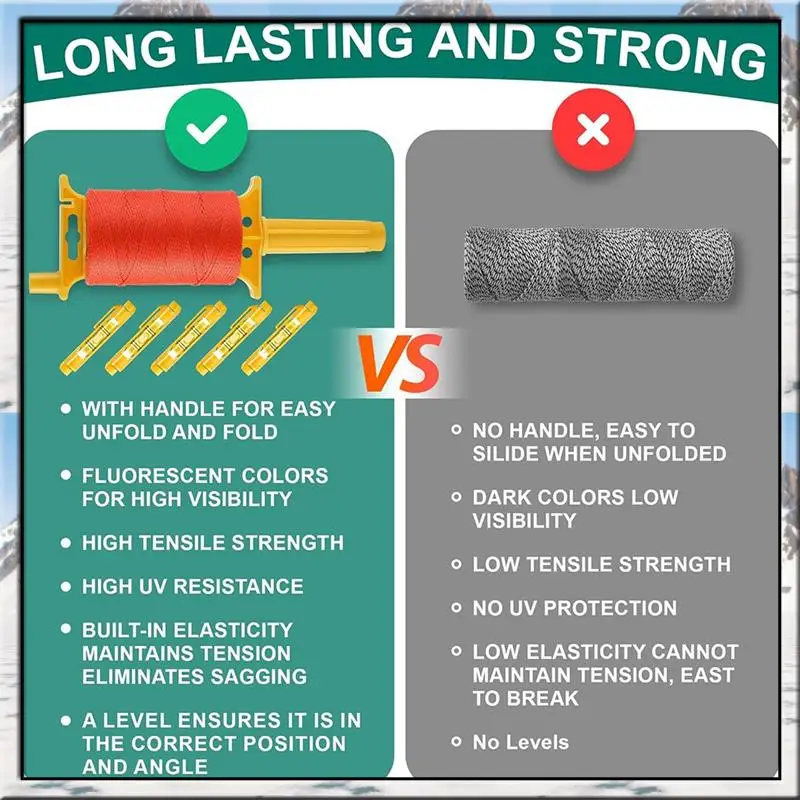 AA46 2 Pack Mason-Line With Handle, Twisted 540 FT 18 Reloadable Line Reel With 10 Built In Levels, Braided Nylon Line