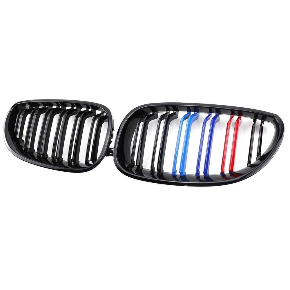Gloss Black M-Kleur Front Nier Grill Racing Grills Voor Bmw 5 Serie E60 E61 M5 520I 535I 550I 03-10 Sedan Dubbele Lijn Grille