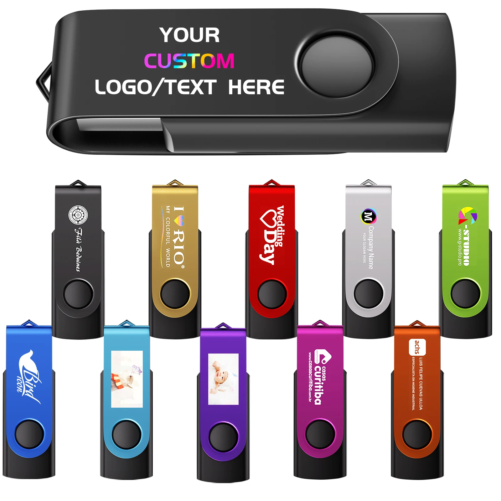 

Colorful Rotatable USB Flash Drive 128GB Free Custom Logo Memory Stick 64GB 100% Real Capacity Pen Drive 32GB Creative Gift